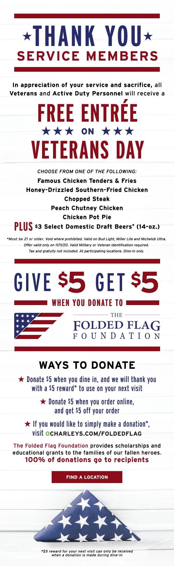 Free Meals for Veterans Day Senior Daily